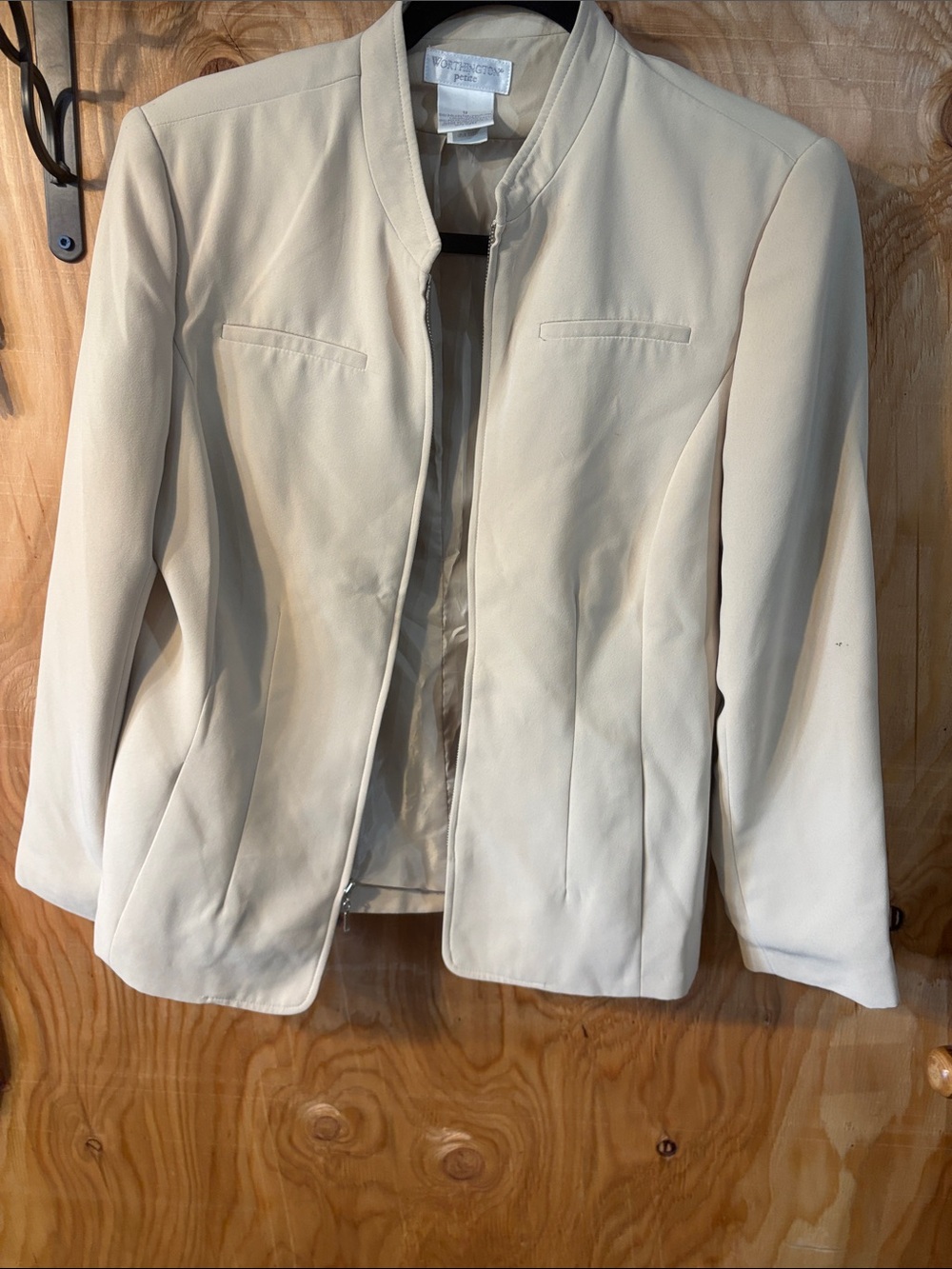 Worthington Cream Collarless Blazer